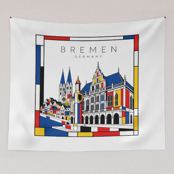 Item preview, Bremen Mondrian style poster 3D designed and sold by CMYKStudio.