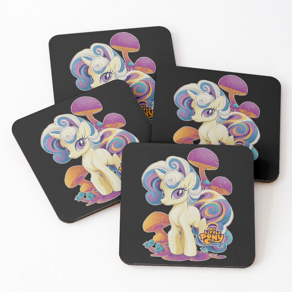 Item preview, Unicorn With Swirled Mane And Tail Standing Near Glowing Mushrooms designed and sold by STURN3R.