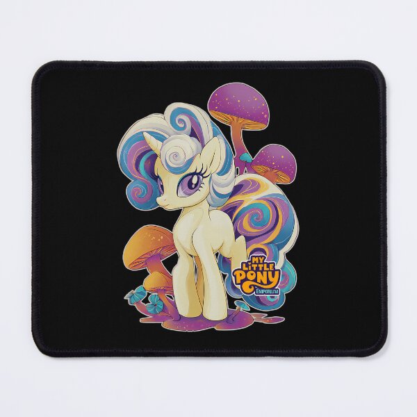 Item preview, Unicorn With Swirled Mane And Tail Standing Near Glowing Mushrooms designed and sold by STURN3R.