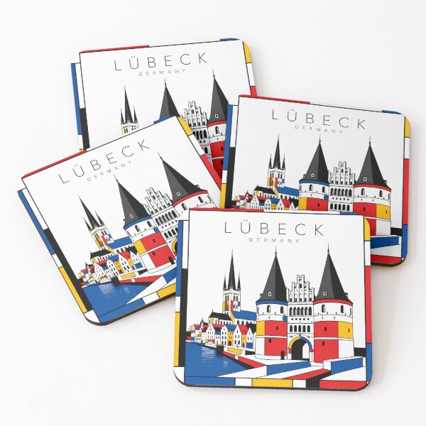 Item preview, Lubeck Mondrian style poster 3D designed and sold by CMYKStudio.
