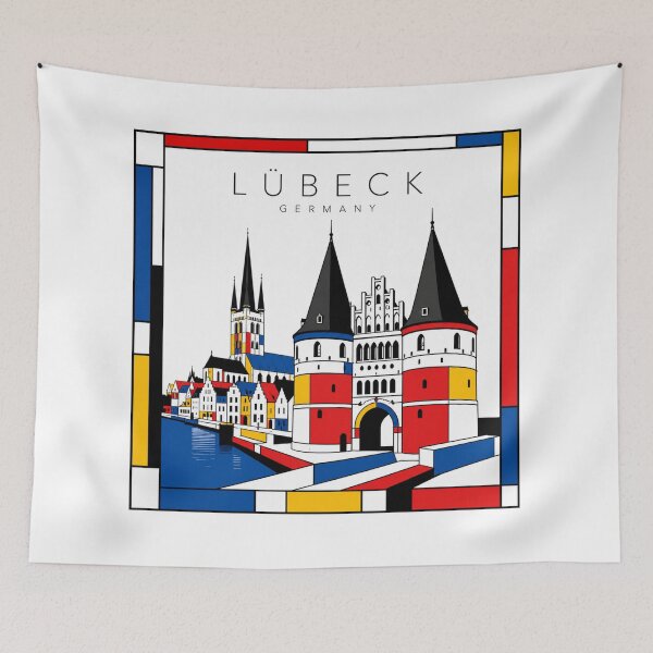 Item preview, Lubeck Mondrian style poster 3D designed and sold by CMYKStudio.