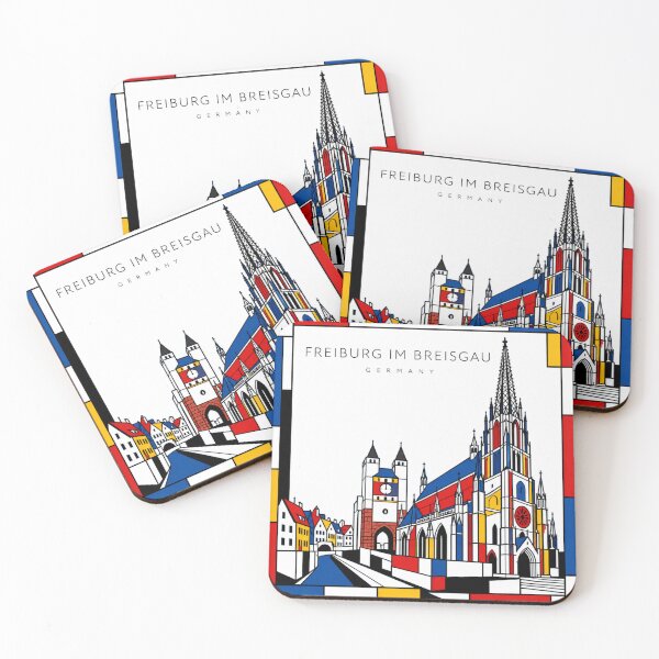 Item preview, Freiburg im Breisgau Mondrian style poster 3D designed and sold by CMYKStudio.