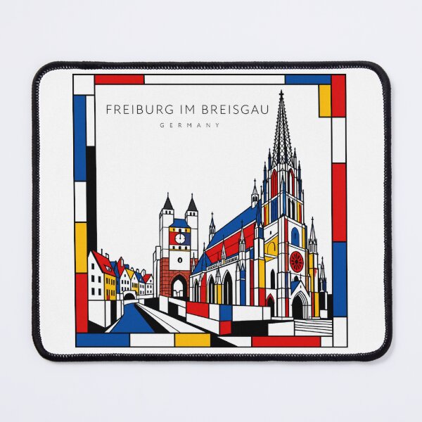 Item preview, Freiburg im Breisgau Mondrian style poster 3D designed and sold by CMYKStudio.