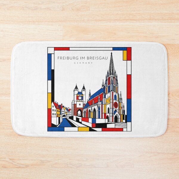 Item preview, Freiburg im Breisgau Mondrian style poster 3D designed and sold by CMYKStudio.
