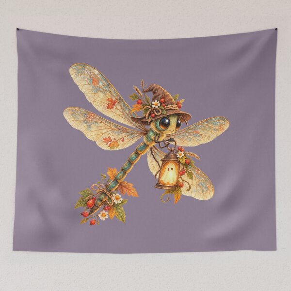 Item preview, Cottagecore Lantern Dragonfly Watercolor Art – Whimsical Halloween Print designed and sold by MagicMakerPh.