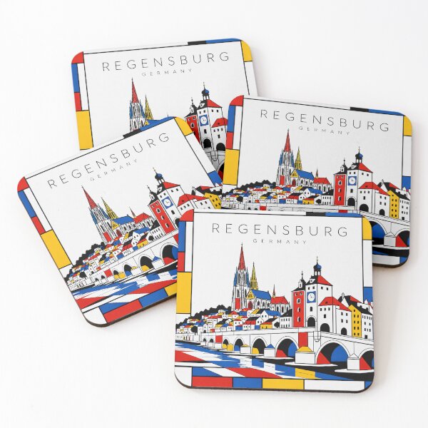 Item preview, Regensburg Mondrian style poster 3D designed and sold by CMYKStudio.