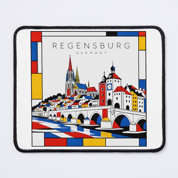 Item preview, Regensburg Mondrian style poster 3D designed and sold by CMYKStudio.