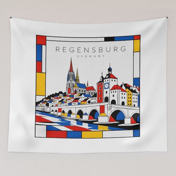 Item preview, Regensburg Mondrian style poster 3D designed and sold by CMYKStudio.