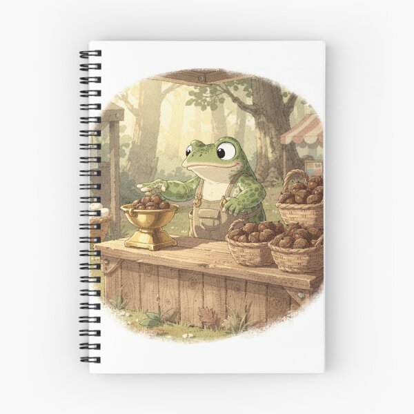 Item preview, Toad Shopkeeper Weighing Acorns at a Market Stall Cottagecore Art designed and sold by PictorialWhimsy.