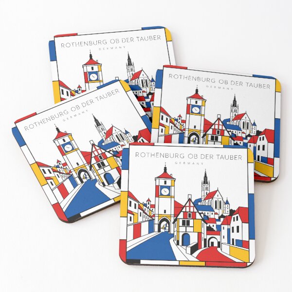 Item preview, Rothenburg ob der Tauber Mondrian style poster 3D designed and sold by CMYKStudio.