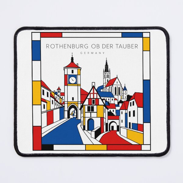 Item preview, Rothenburg ob der Tauber Mondrian style poster 3D designed and sold by CMYKStudio.