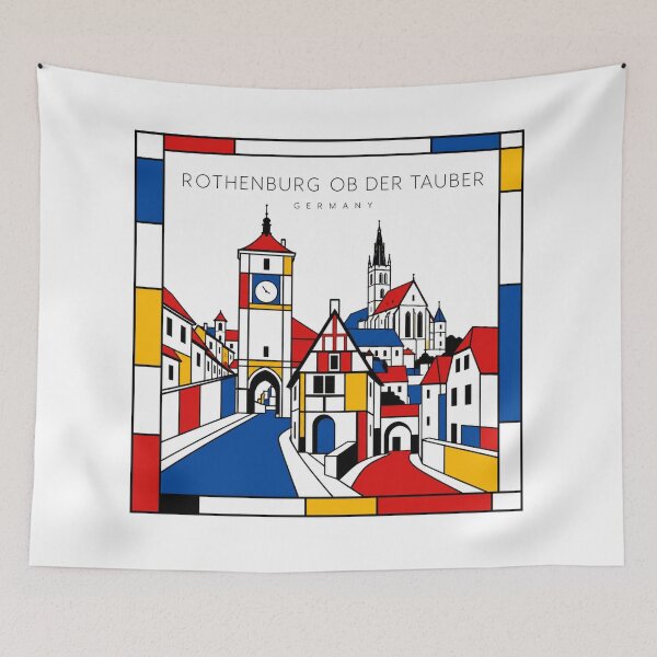 Item preview, Rothenburg ob der Tauber Mondrian style poster 3D designed and sold by CMYKStudio.