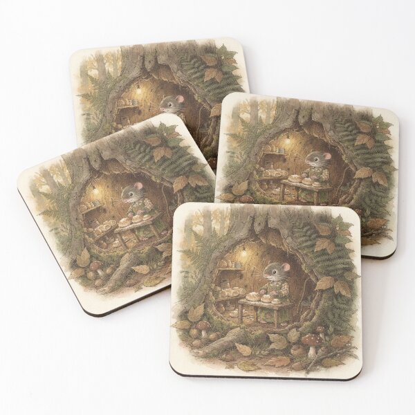 Item preview, Vole Folk Kneading Loaves in a Knothole Bakery Storybook Art designed and sold by PictorialWhimsy.