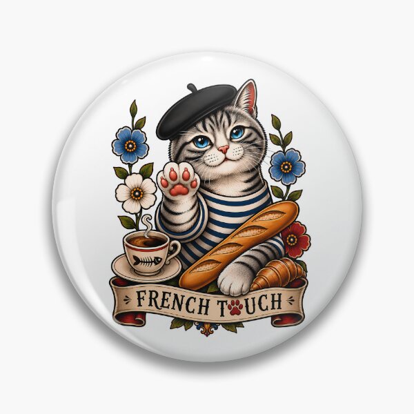 Item preview, French Touch Cat Vintage Tattoo Style designed and sold by Old's Cool Cat Studio.