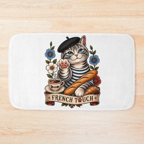 Item preview, French Touch Cat Vintage Tattoo Style designed and sold by Old's Cool Cat Studio.