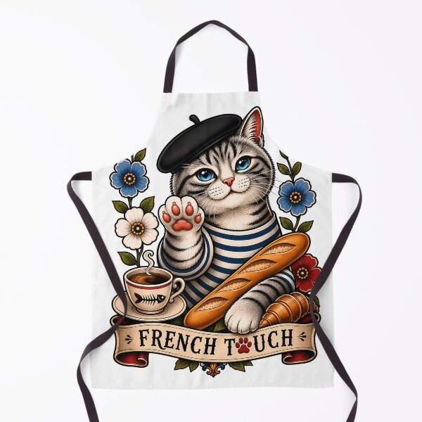 Item preview, French Touch Cat Vintage Tattoo Style designed and sold by Old's Cool Cat Studio.