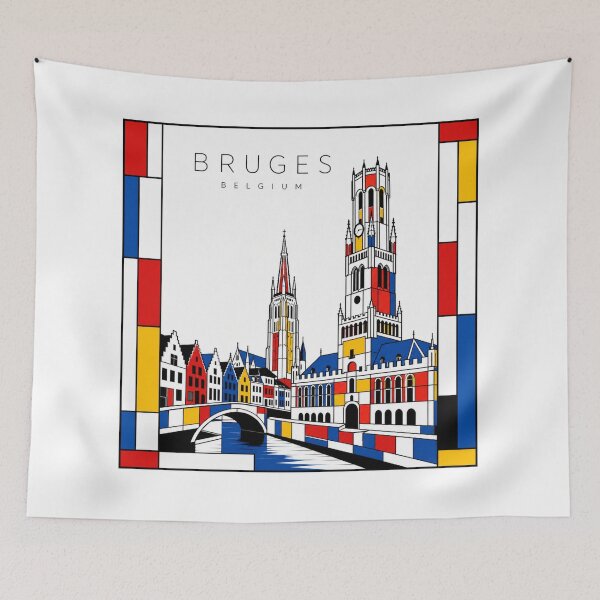 Item preview, Bruges Mondrian style poster 3D designed and sold by CMYKStudio.
