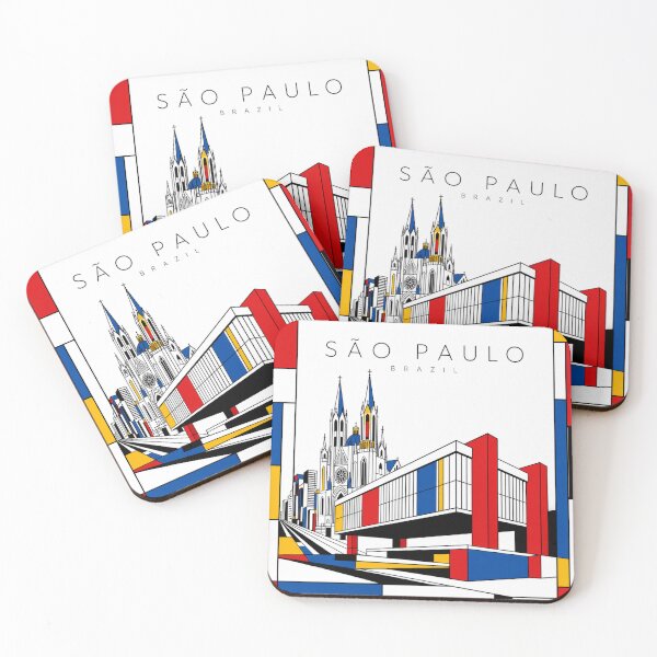 Item preview, Sao Paulo Mondrian style poster 3D designed and sold by CMYKStudio.