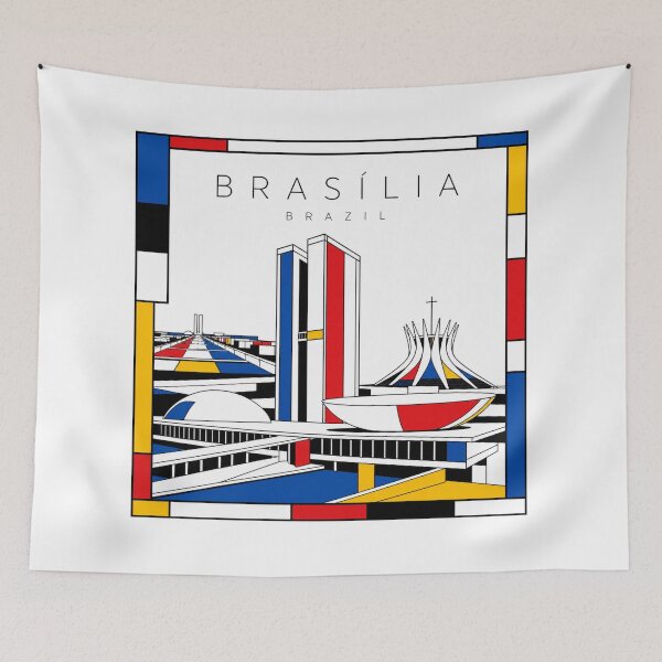 Item preview, Brasilia Mondrian style poster 3D designed and sold by CMYKStudio.
