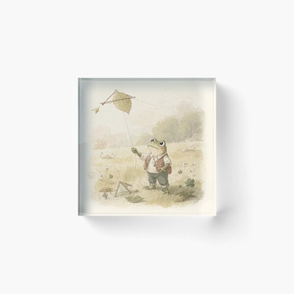 Item preview, Frog Kite-Maker Flying a Leaf Kite Cottagecore Art designed and sold by PictorialWhimsy.