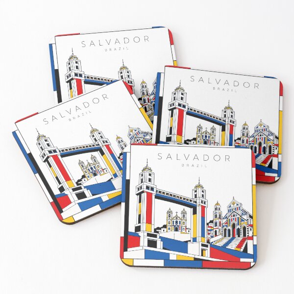 Item preview, Salvador de Bahia Mondrian style poster 3D designed and sold by CMYKStudio.