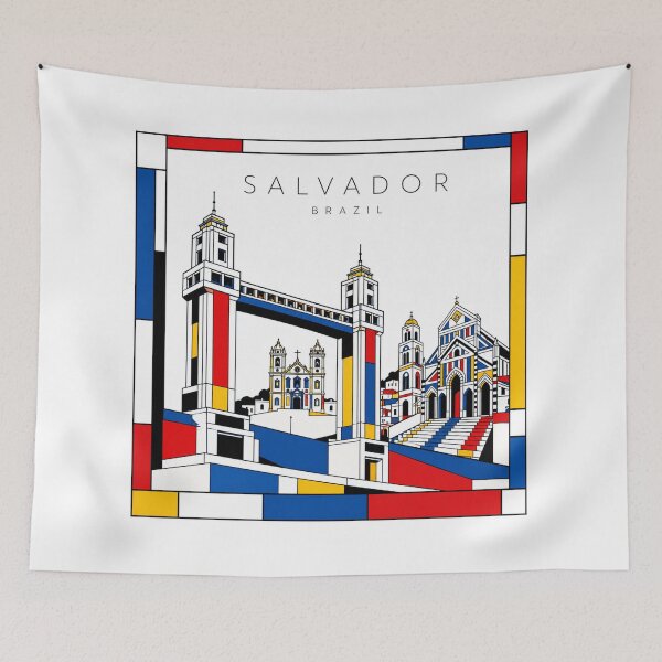 Item preview, Salvador de Bahia Mondrian style poster 3D designed and sold by CMYKStudio.