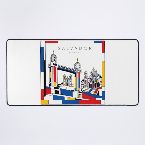 Item preview, Salvador de Bahia Mondrian style poster 3D designed and sold by CMYKStudio.
