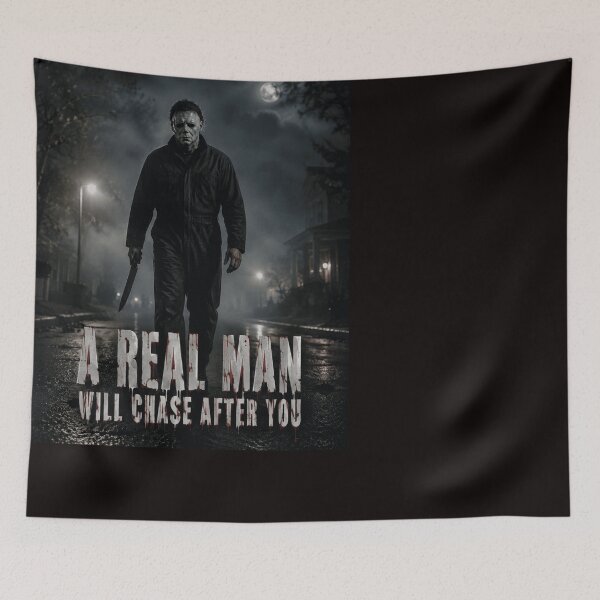 Item preview, Michael Myers Tshirts Ghost Face A Real Man Will Chase After You Scary Movie designed and sold by Hydlaaksmndriss.