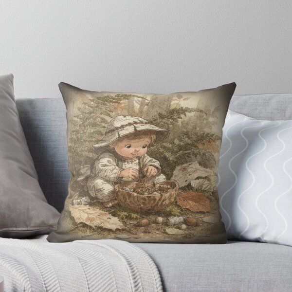 Item preview, Birch-Bark Sprite Sorting Seeds Into a Walnut Bowl Storybook Art designed and sold by PictorialWhimsy.