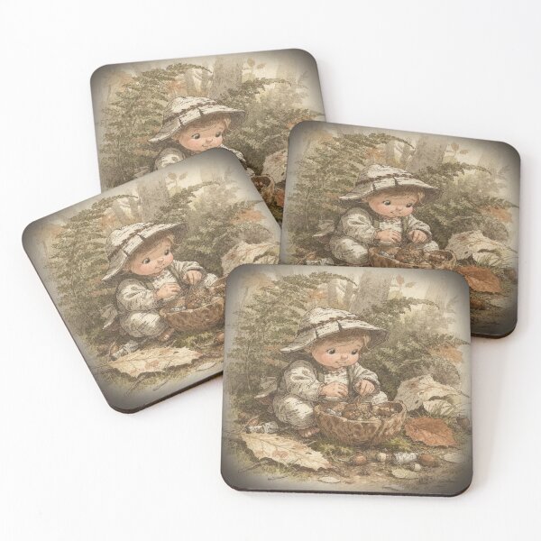 Item preview, Birch-Bark Sprite Sorting Seeds Into a Walnut Bowl Storybook Art designed and sold by PictorialWhimsy.