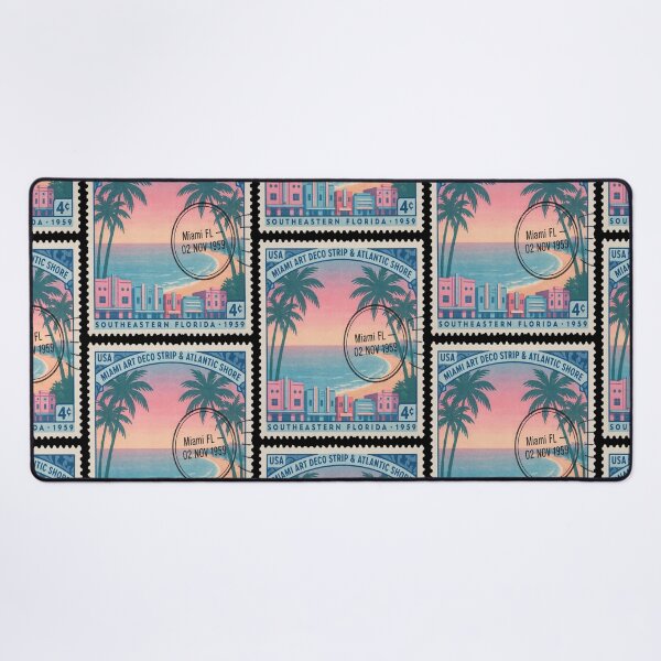 Item preview, Miami USA Art Deco Palm Coast Stamp Sticker designed and sold by stickercuffs.