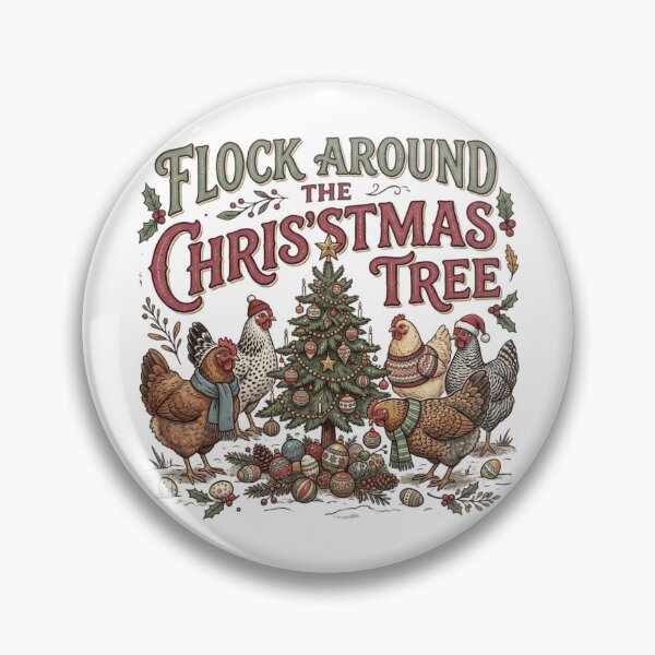 Item preview, Flock Around The Christmas Tree Funny Chicken Farmer Holiday Humor designed and sold by raedattia.