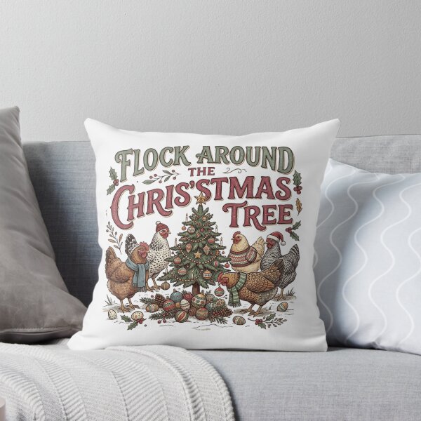 Item preview, Flock Around The Christmas Tree Funny Chicken Farmer Holiday Humor designed and sold by raedattia.