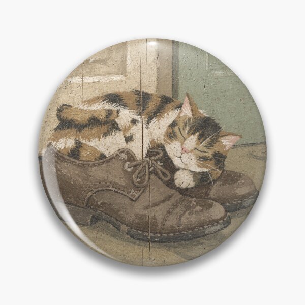 Item preview, Calico Cat Asleep Inside a Single Shoe Folk Art designed and sold by PictorialWhimsy.