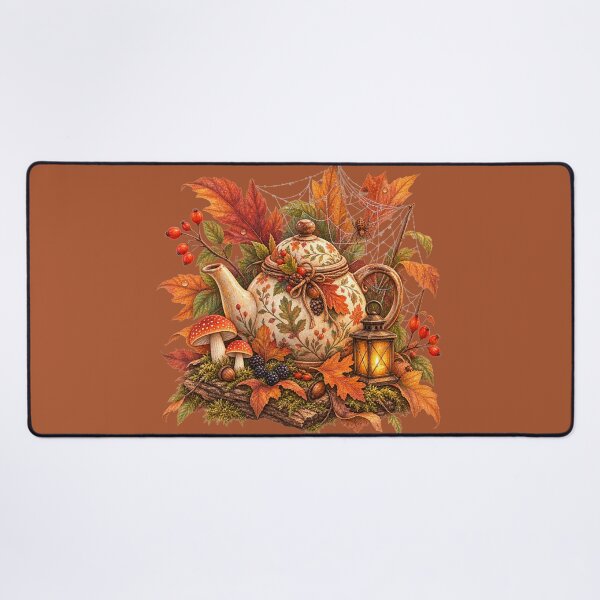 Item preview, Cottagecore Autumn Leaves Teapot Watercolor Art – Cozy Halloween Kitchen Print designed and sold by MagicMakerPh.