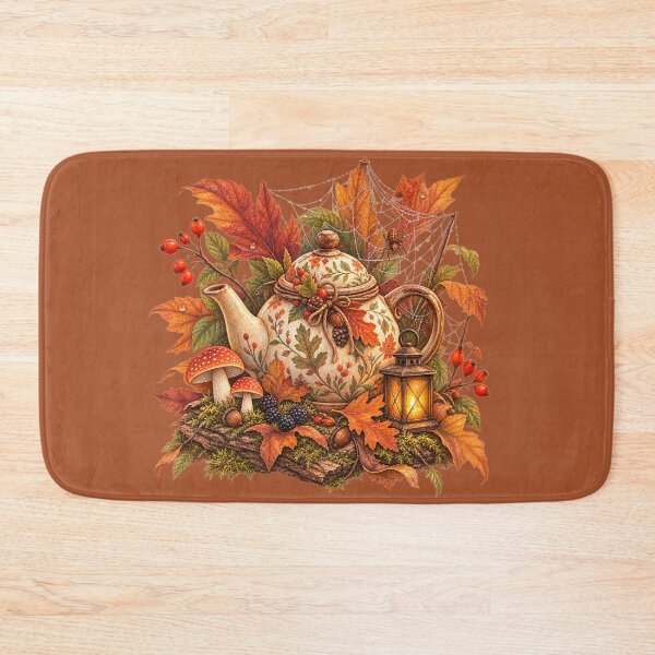 Item preview, Cottagecore Autumn Leaves Teapot Watercolor Art – Cozy Halloween Kitchen Print designed and sold by MagicMakerPh.