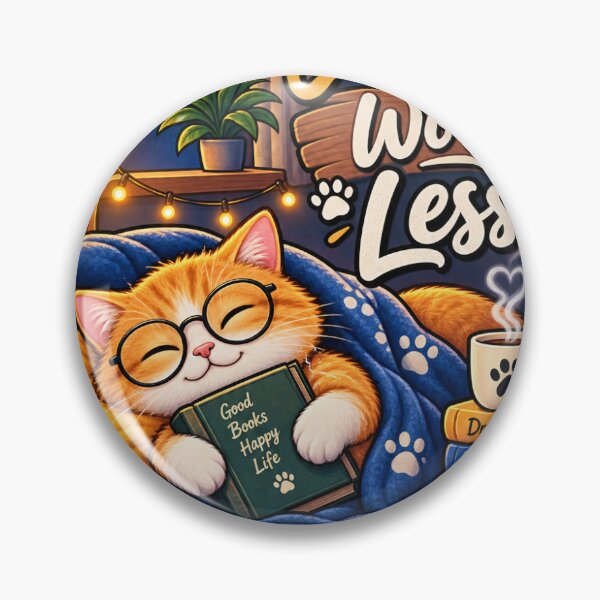 Item preview, Read More Worry Less Cozy Cat Book Design designed and sold by lovepower.