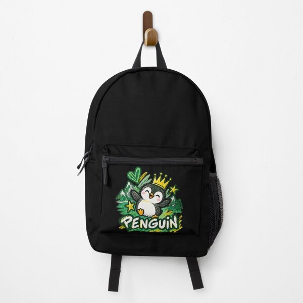 Item preview, Cute Happy Penguin King Crown Chalk Art Illustration designed and sold by NeO² Studio.