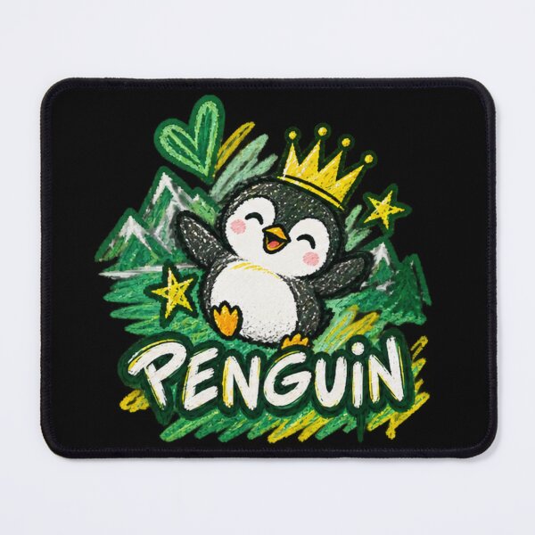 Item preview, Cute Happy Penguin King Crown Chalk Art Illustration designed and sold by NeO² Studio.