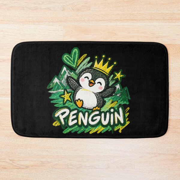 Item preview, Cute Happy Penguin King Crown Chalk Art Illustration designed and sold by NeO² Studio.