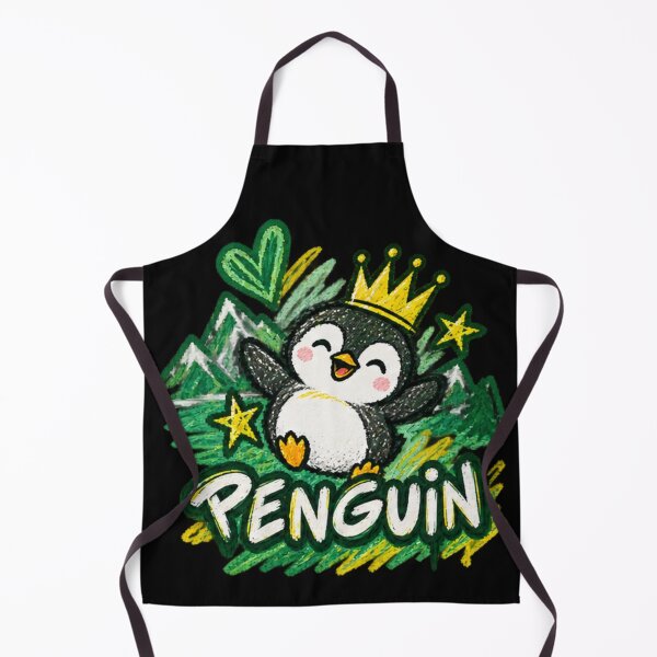 Item preview, Cute Happy Penguin King Crown Chalk Art Illustration designed and sold by NeO² Studio.