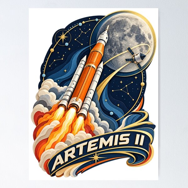 Item preview, Artemis II Papercraft Moon Rocket Launch Art designed and sold by Promoffy.