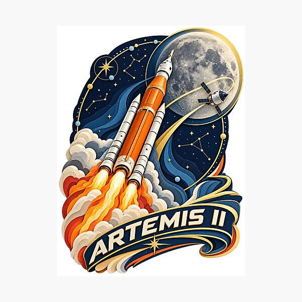 Item preview, Artemis II Papercraft Moon Rocket Launch Art designed and sold by Promoffy.