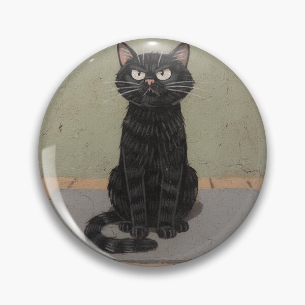 Item preview, Black Cat Sitting on the Yoga Mat Mid-Stretch Folk Art designed and sold by PictorialWhimsy.