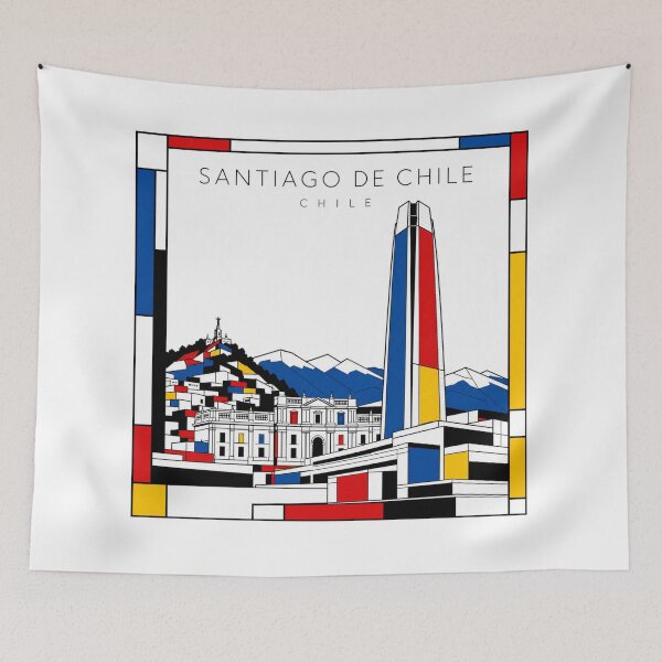 Item preview, Santiago de Chile Mondrian style poster 3D designed and sold by CMYKStudio.