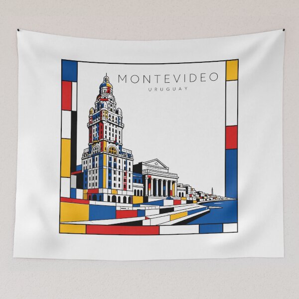 Item preview, Montevideo Mondrian style poster 3D designed and sold by CMYKStudio.