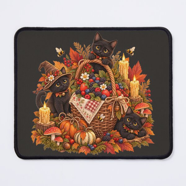 Item preview, Cottagecore Berries, Black Cats & Candles Watercolor Art – Halloween Print designed and sold by MagicMakerPh.