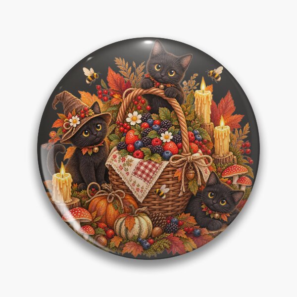 Item preview, Cottagecore Berries, Black Cats & Candles Watercolor Art – Halloween Print designed and sold by MagicMakerPh.