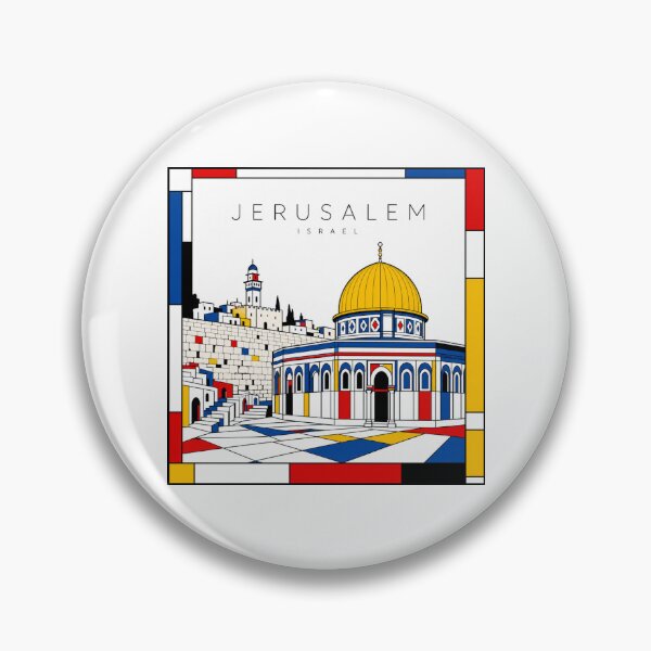 Artikelvorschau, Jerusalem-Poster im Mondrian-Stil (3D) entworfen und verkauft von CMYKStudio.