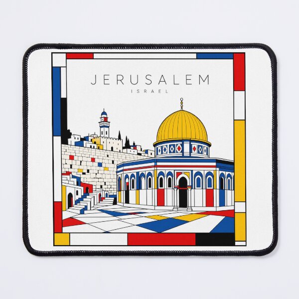 Item preview, Jerusalem Mondrian style poster 3D designed and sold by CMYKStudio.